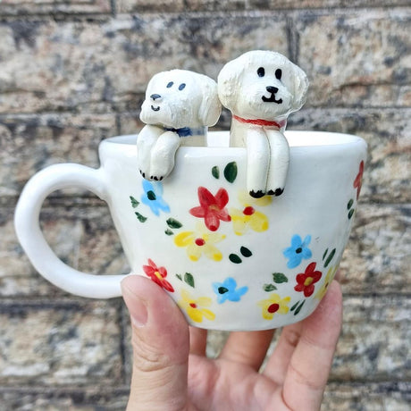 Custom Ceramic Pet Doll Mug - Pet on the rim