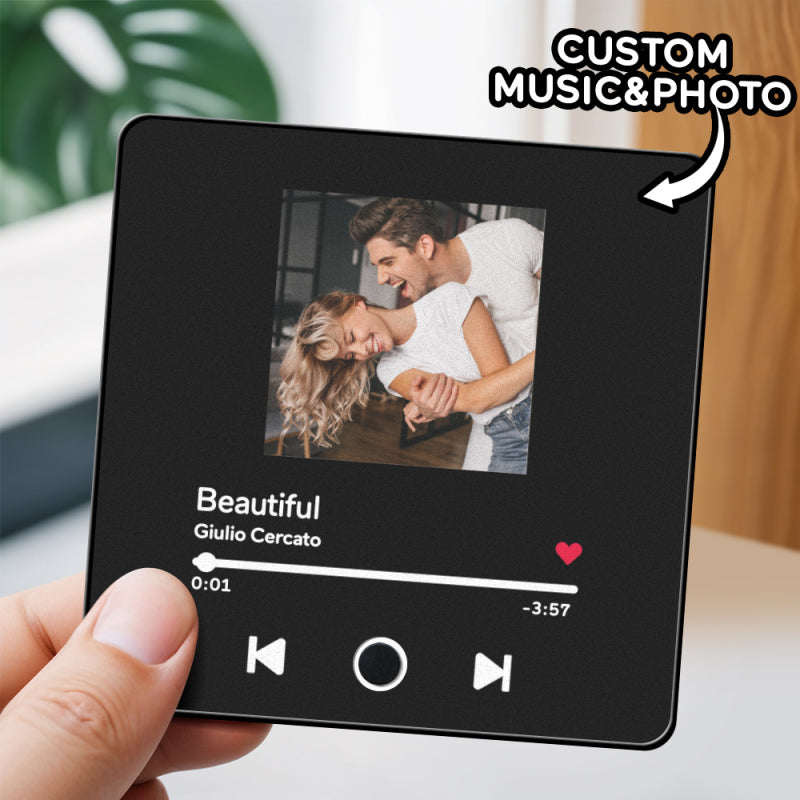 Personalized Music Fridge Magnet Custom Photo Fridge Magnet with Song Playback and Volume Control